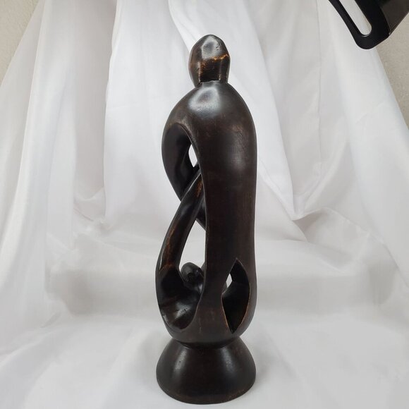 VTG Impressionist Ironwood Abstract Human Sculpture Handmade From Ghana 13.25" - Picture 8 of 14